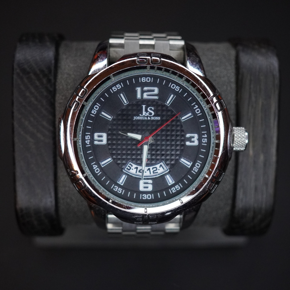 Joshua & Sons Tracer Milled Gear bezel Record Dial Men's Watch JX110
